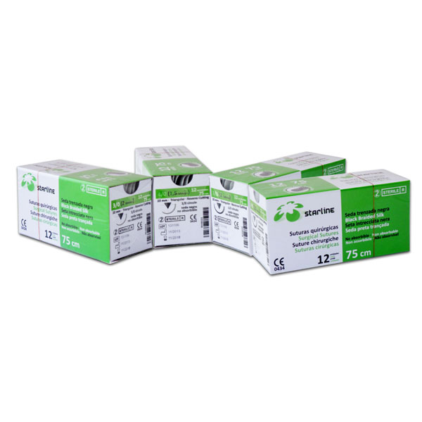 SUTURA SEDA 3/8 CIRCULO TRIANG.19mm. 3/0 12u.