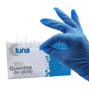 GUANTES NITRILO SIN POLVO LUNA AZUL