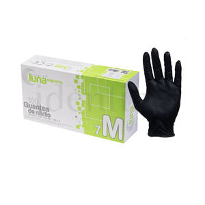 GUANTES NITRILO NEGRO SIN POLVO GRANDES LUNA 100u.